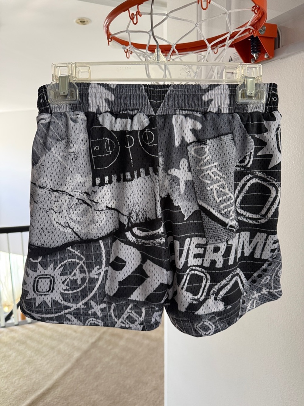 Black & Gray Graphic Athletic Shorts for Kids